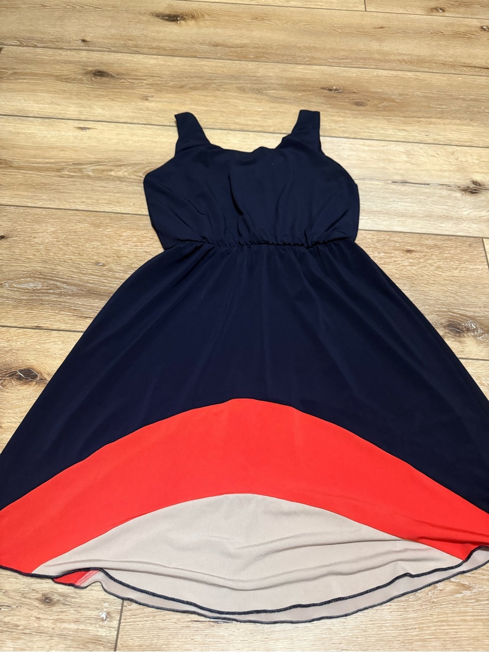 Enfocus Studio Navy Satin Top with Purple Nail Accent